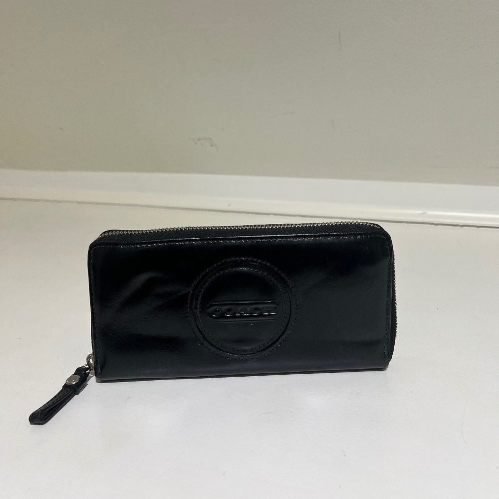 Black patent leather coach wallet